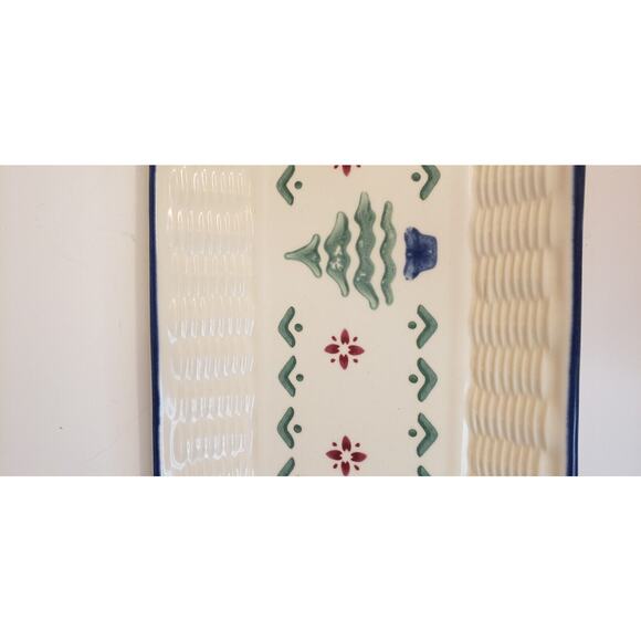 Pfaltzgraff Nordic Christmas Basketweave Bread Platter 12" Holiday Stoneware - Picture 4 of 12